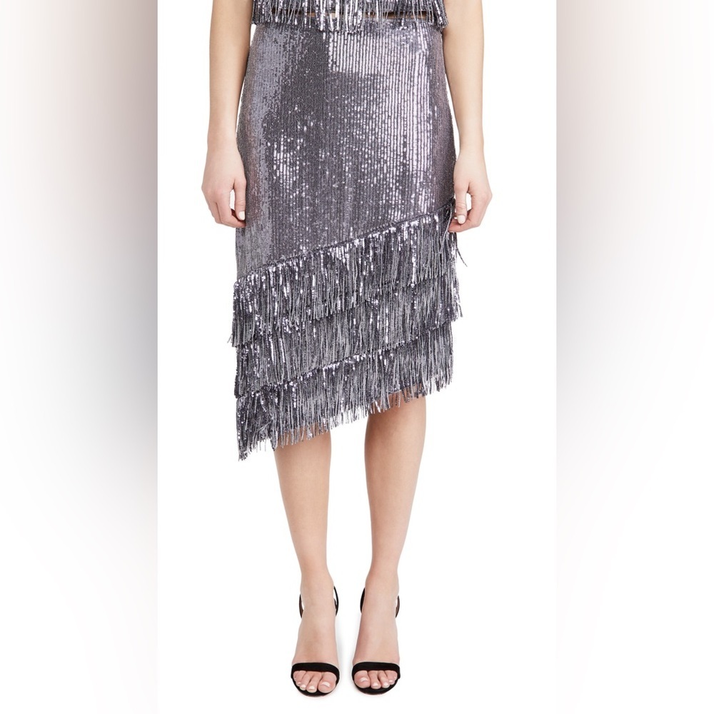 SAYLOR Sequin Suzanne Skirt, Gunmetal, small